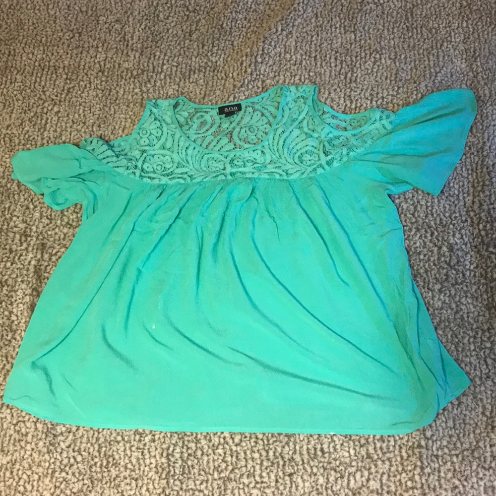 Turquoise cold shoulder top